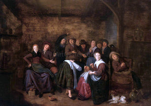  Jan Miense Molenaer Peasants in an Inn Playing "La Main Chaude" - Canvas Art Print