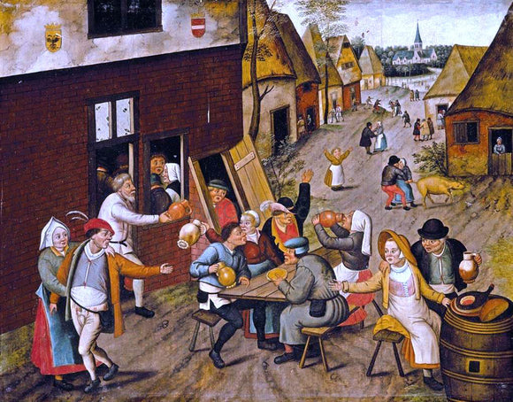  The Younger Pieter Brueghel Peasants Making Merry Outside a Tavern 'The Swan' - Canvas Art Print