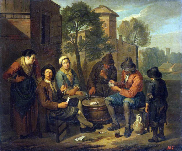  Norbert Van Bloemen Peasants Playing Cards - Canvas Art Print