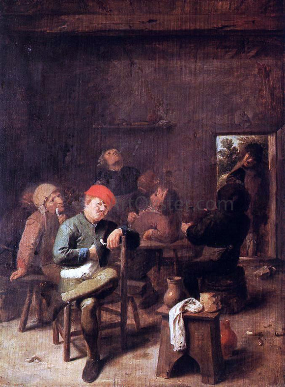  Adriaen Brouwer Peasants Smoking and Drinking - Canvas Art Print