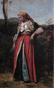  Jean-Baptiste-Camille Corot Pensive Oriental - Canvas Art Print