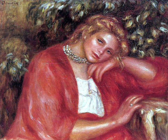  Pierre Auguste Renoir Pensive Young Woman Leaning on Her Elbow - Canvas Art Print