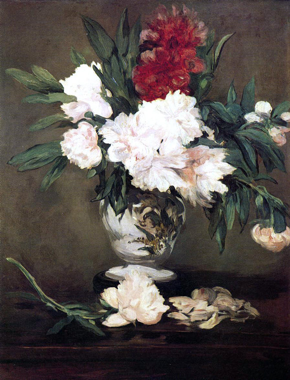  Edouard Manet Peonies in a Vase on a Stand - Canvas Art Print