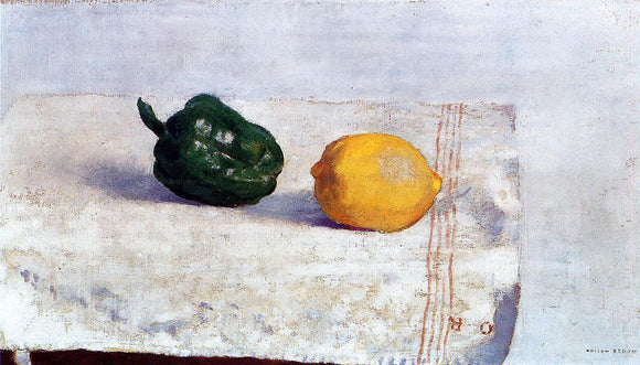  Odilon Redon Pepper and Lemon on a White Tablecloth - Canvas Art Print