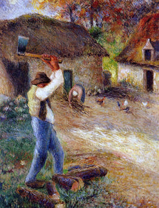  Camille Pissarro Pere Melon Cutting Wood - Canvas Art Print