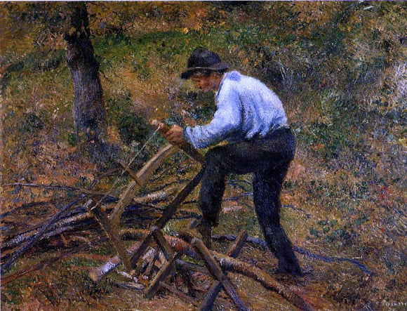  Camille Pissarro Pere Melon Sawing Wood - Canvas Art Print