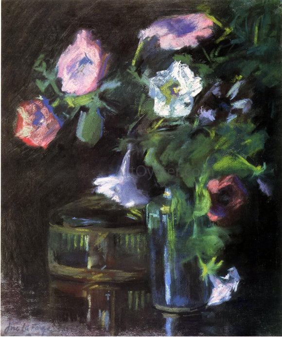  John La Farge Petunias in a Glass Vase - Canvas Art Print
