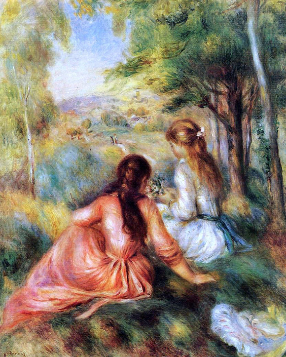  Pierre Auguste Renoir At the Field Picking Flowers - Canvas Art Print