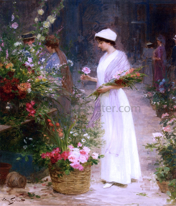  Victor Gabriel Gilbert Picking Flowers - Canvas Art Print