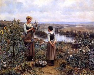  Daniel Ridgway Knight Picking Flowers - Canvas Art Print