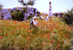  Viggo Frederick Pedersen Picking Poppies, Sora - Canvas Art Print