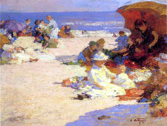  Edward Potthast Picknickers on the Beach - Canvas Art Print