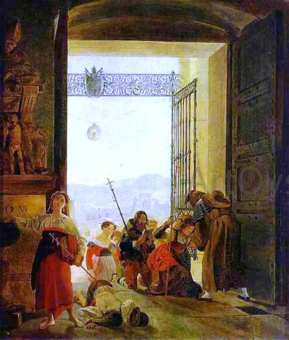  Karl Pavlovich Brulloff Pilgrims at the Entrance of the Lateran Basilica - Canvas Art Print
