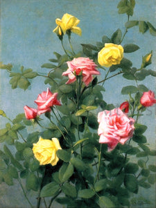  George Cochran Lambdin Pink and Yellow Roses - Canvas Art Print