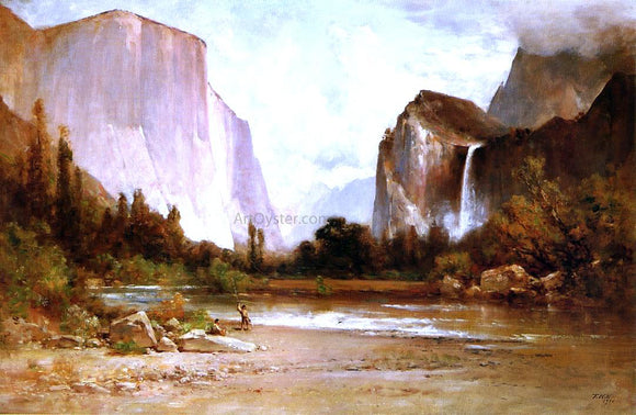 Thomas Hill Piute Indians Fishing in Yosemite - Canvas Art Print