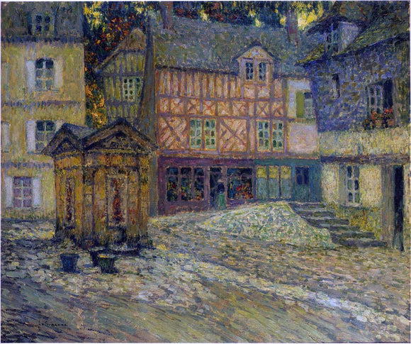  Henri Le Sidaner Place de Puits en Honfleur - Canvas Art Print