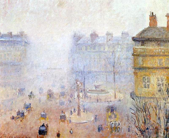  Camille Pissarro Place du Theatre Francais: Foggy Weather - Canvas Art Print