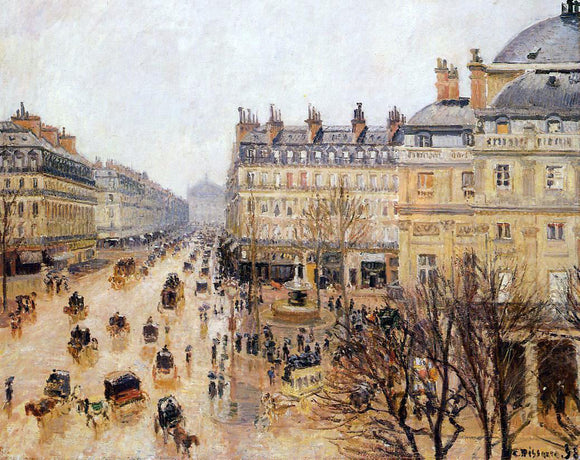  Camille Pissarro Place du Theatre Francais: Rain Effect - Canvas Art Print