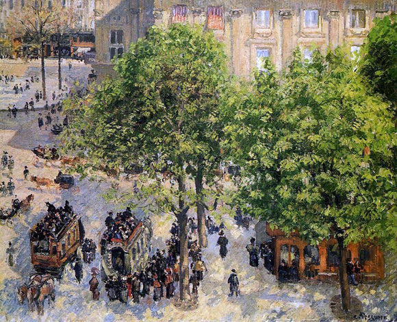  Camille Pissarro Place du Theatre Francais: Spring - Canvas Art Print