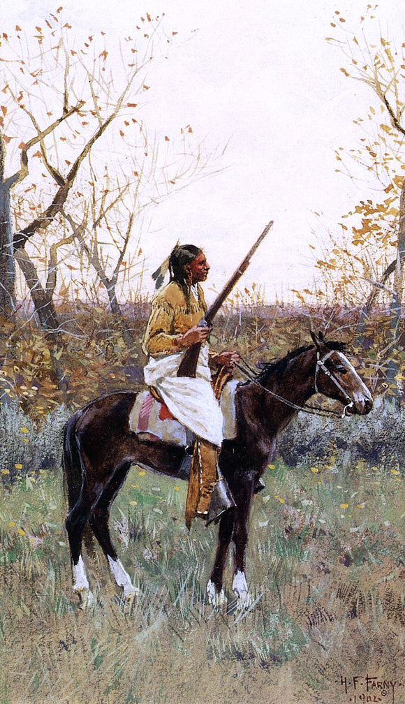  Henry F Farney Plains Indian - Canvas Art Print