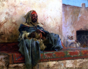  Charles James Theriat Playing the Derbakeh, Biskra - Canvas Art Print