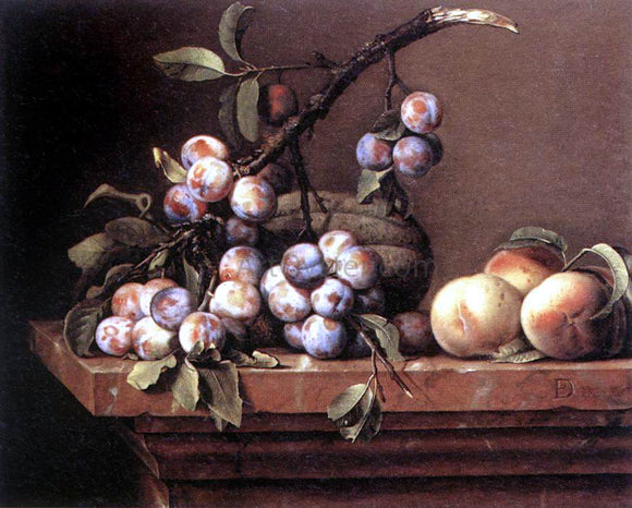  Pierre Dupuys Plums and Peaches on a Table - Canvas Art Print
