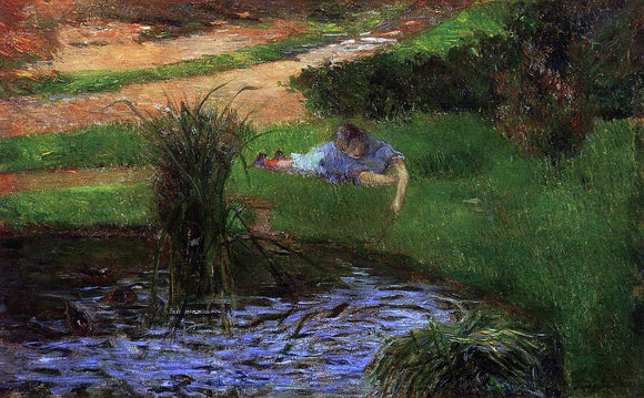  Paul Gauguin Pond with Ducks (also known as Girl Amusing Herself) - Canvas Art Print