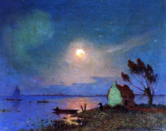  Ferdinand Du Puigaudeau Pont-Aven in the Moonlight - Canvas Art Print