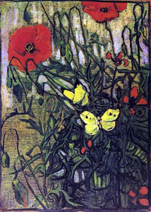  Vincent Van Gogh Poppies and Butterflies - Canvas Art Print