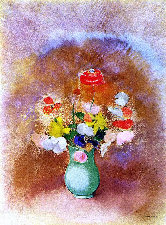  Odilon Redon Poppies in a Vase - Canvas Art Print