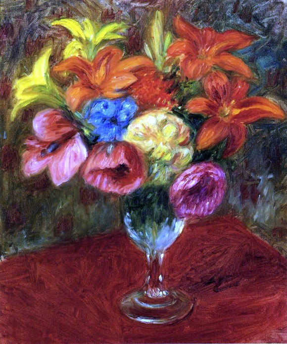 William James Glackens Poppies, Lilies and Blue Flowers - Canvas Art Print