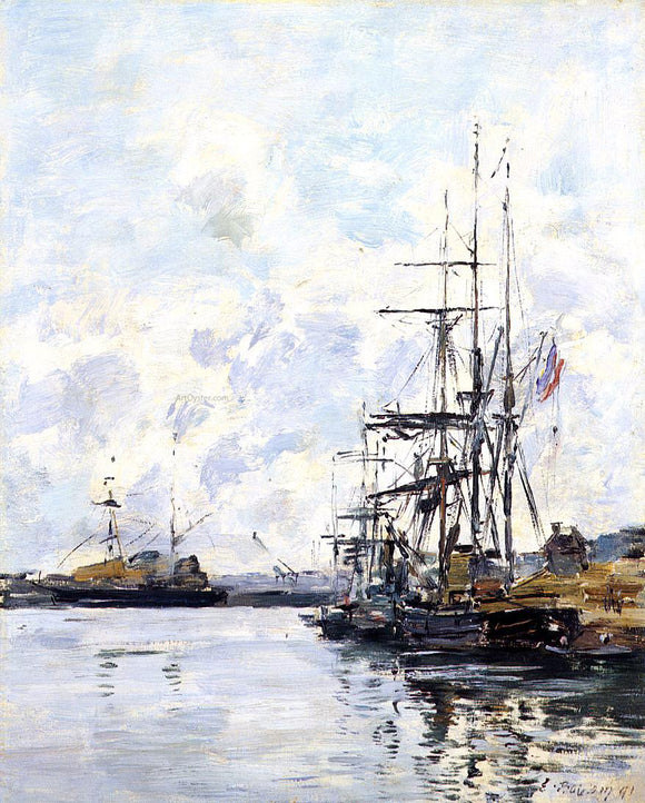 Eugene-Louis Boudin Port, Sailboats at Anchor - Canvas Art Print