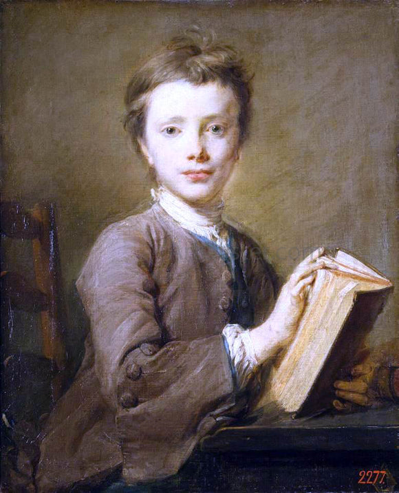  Jean-Baptiste Perronneau Portrait of a Boy with a Book - Canvas Art Print