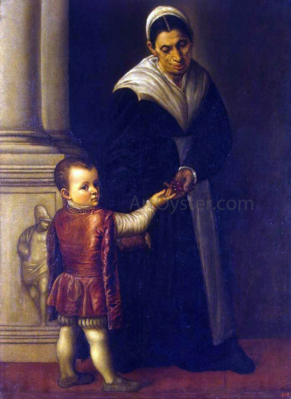  Moretto Da Brescia Portrait of a Boy with his Nurse - Canvas Art Print