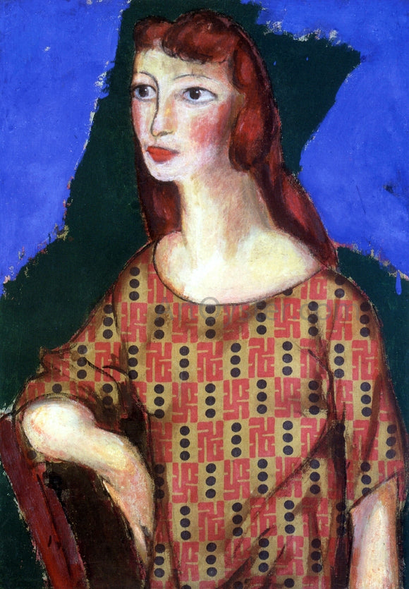  Alfred Henry Maurer Portrait of a Girl in a Flowered Dress - Canvas Art Print