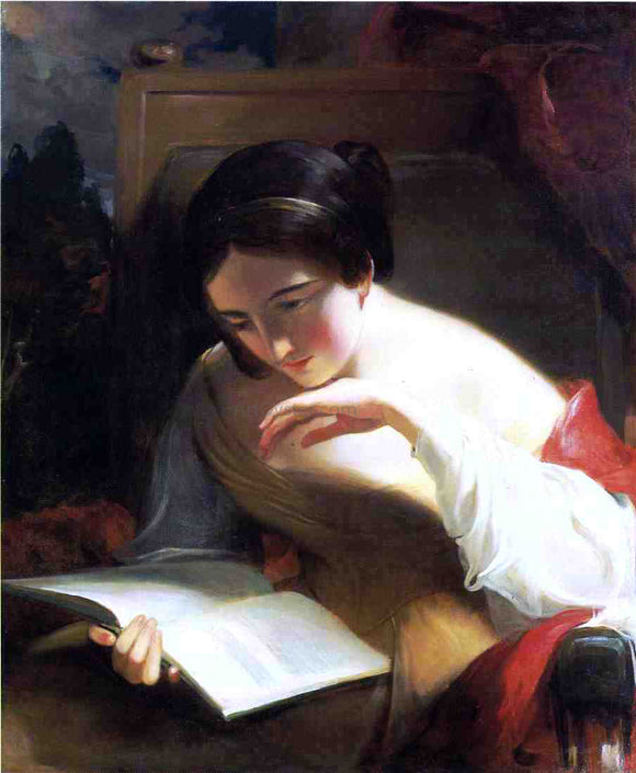  Thomas Sully Portrait of a Girl Reading - Canvas Art Print
