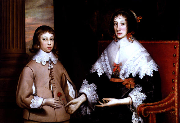  Edward Bower Portrait Of A Lady And Her Son - Canvas Art Print