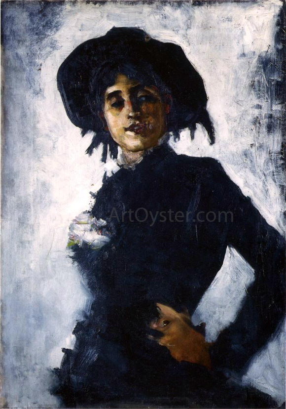  Ralph Wormsley Curtis Portrait of a Lady in a Black Hat - Canvas Art Print