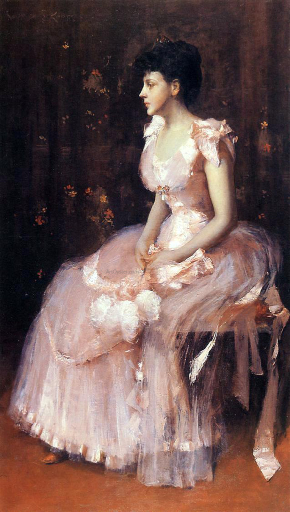  William Merritt Chase Portrait of a Lady in Pink (also known as Lady in Pink - Portrait of Mrs. Leslie Cotton) - Canvas Art Print