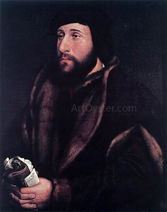  The Younger Hans Holbein Portrait of a Man Holding Gloves and Letter - Canvas Art Print