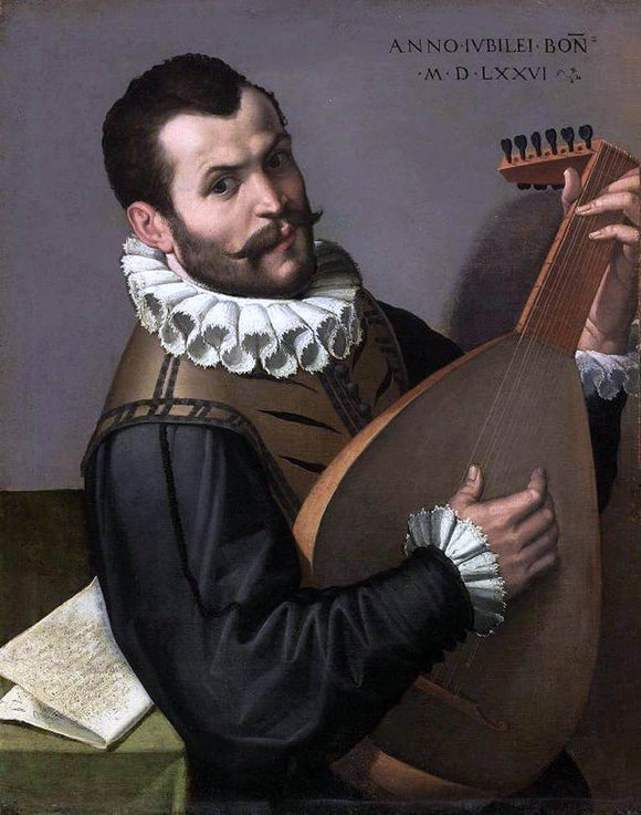  Bartolomeo Passerotti Portrait of a Man Playing a Lute - Canvas Art Print
