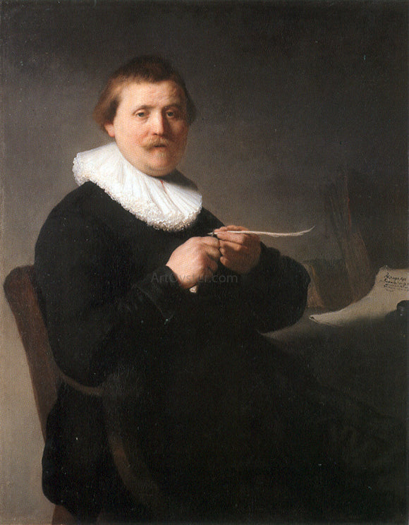  Rembrandt Van Rijn Portrait of a Man Sharpening a Pen - Canvas Art Print
