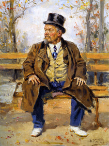  Vladimir Egorovich Makovsky A Portrait of a Man Sitting on a Park Bench - Canvas Art Print