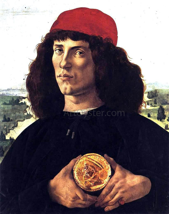  Sandro Botticelli Portrait of a Man with a Medal of Cosimo the Elder - Canvas Art Print