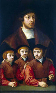  Barthel Bruyn Portrait of a Man with Three Sons - Canvas Art Print