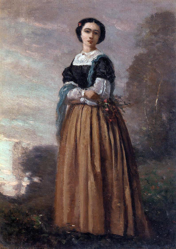  Jean-Baptiste-Camille Corot Portrait of a Standing Woman - Canvas Art Print
