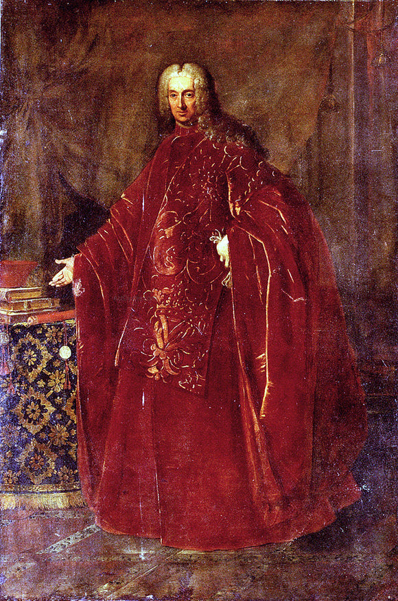  Nazzario Nazzari Portrait Of A Venetian Senator, Full Length, Standing By A Table - Canvas Art Print