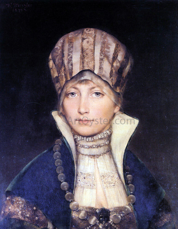  Wilhelm Menzler Portrait of a Woman in a bonnet - Canvas Art Print