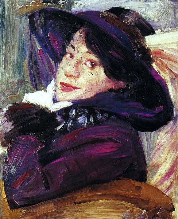  Lovis Corinth Portrait of a Woman in a Purple Hat - Canvas Art Print