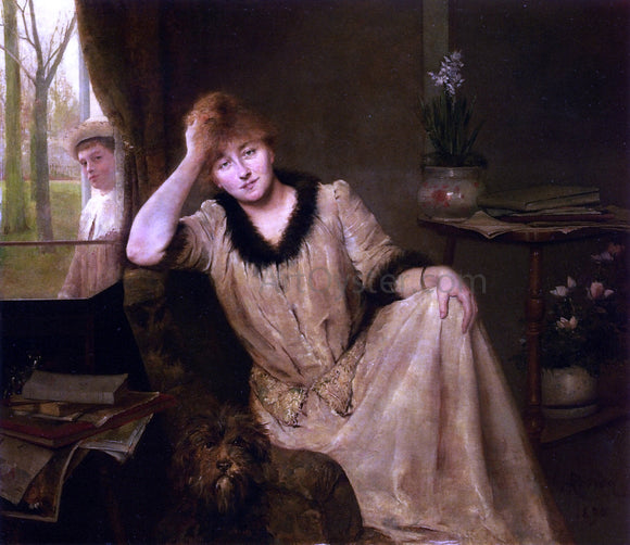  Henri Rondel Portrait of a Woman in an Elegant Interior - Canvas Art Print